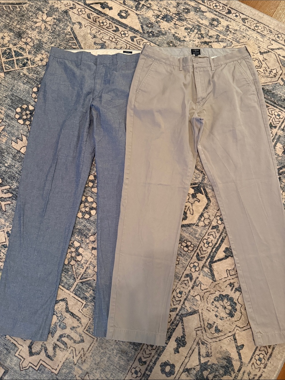 J. Crew Men's Blue and Khaki Chinos - Slim Casual Trousers